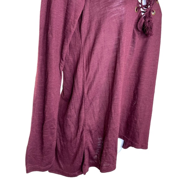 NWT Skylar & Jade Women’s Plum Lace Up Long Sleeve Blouse Size Medium - Picture 3 of 6